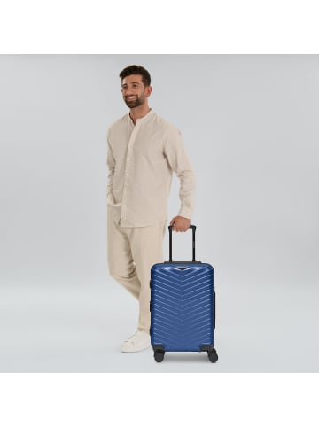 Redolz Essentials 18 4 Rollen Kabinentrolley 55 cm mit Dehnfalte in metallic-blue shiny