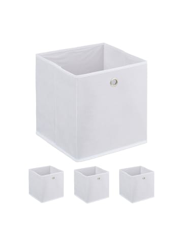 relaxdays 4 x Aufbewahrungsbox in Weiß - (B)30 x (H)30 x (T)30 cm