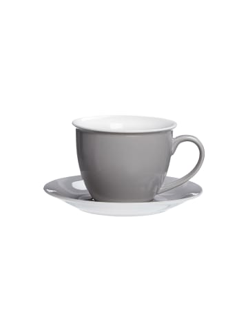 Ritzenhoff & Breker 6er Set Milchkaffee Tassen mit Untertassen Doppio in – 350 ml in Grau