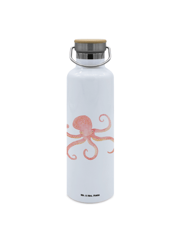 Mr. & Mrs. Panda Edelstahl Trinkflasche Tintenfisch ohne Spruch in Weiß