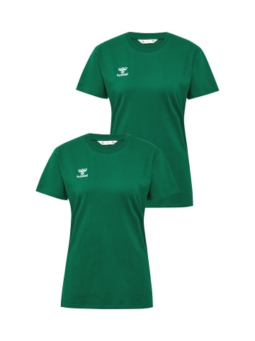 Hummel 2er-SET Sport T-Shirt Rundhals Regular fit mit Logo in Grün