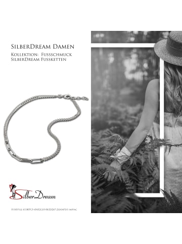 SilberDream Fußkette Silber 925 Sterling Silber ca. 28cm Fantasiekettekette Fantasie