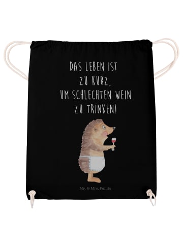 Mr. & Mrs. Panda Turnbeutel Igel Wein mit Spruch in Schwarz