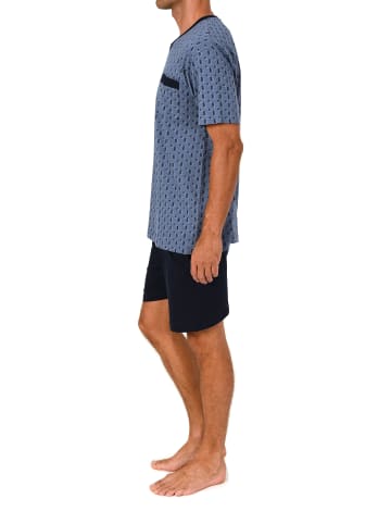 NORMANN Kurzarm Schlafanzug Pyjama Shorty Übergrößen in blau