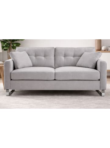 Inn.Furn Sofa hellgrau Flachgewebe 2-Sitzer 175 cm, Couch mit Steppoptik
