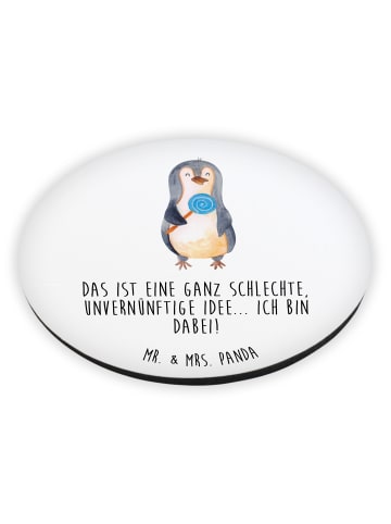 Mr. & Mrs. Panda Rund Magnet Pinguin Lolli mit Spruch in Weiß