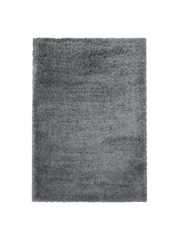 KADIMA DESIGN Teppich Hochflor Shaggy Uni Style Polypropylen Wohnzimmer in Hellgrau