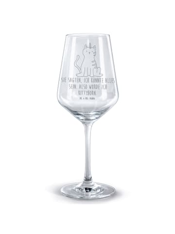 Mr. & Mrs. Panda Bordeauxglas Einhorn Katze mit Spruch in Transparent