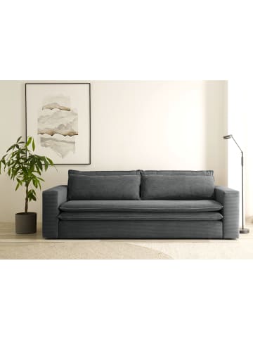 Furn.Design Schlafsofa grau Cord, Sofa 3-Sitzer mit Bettfunktion 244 cm