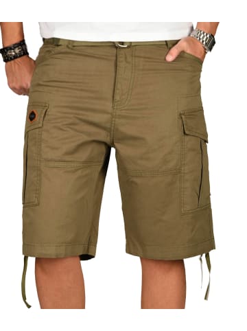 Alessandro Salvarini A. Salvarini Herren Designer Cargo Shorts Cargoshorts kurze Hose Gürtel AS133 in Olivgrün