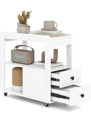 COSTWAY Druckertisch mit Rollen in Weiß