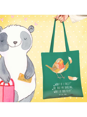 Mr. & Mrs. Panda Jutebeutel Rotkehlchen Federn mit Spruch in Mint