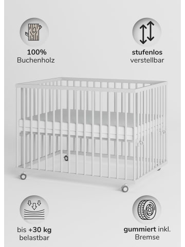 Sämann Sämann Laufgitter mit Matratze Basic und Schlupfsprossen - weiß - Premium