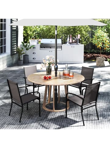 COSTWAY 4er Set Gartenstühle stapelbar in Grau