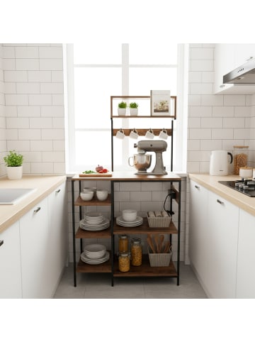 relaxdays Küchenregal in Braun/ Schwarz - (B)82 x (H)151 x (T)40 cm