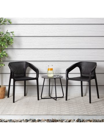 Homestyle4u Gartenmöbel Set 3-tlg. In Schwarz