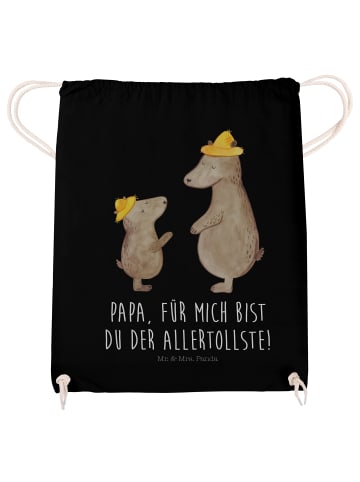 Mr. & Mrs. Panda Beutel Rucksack Bären mit Hut mit Spruch in Schwarz