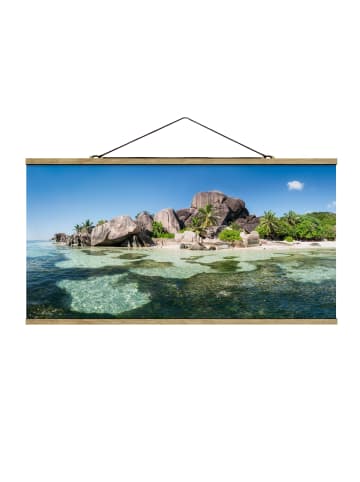 WALLART Stoffbild mit Posterleisten - La Digue in Türkis