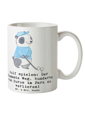 Mr. & Mrs. Panda Becher Golf Eleganz mit Spruch in Weiß
