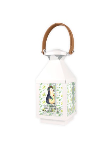 Mr. & Mrs. Panda Windlicht Outdoor Pinguin Blumen mit Spruch in Transparent