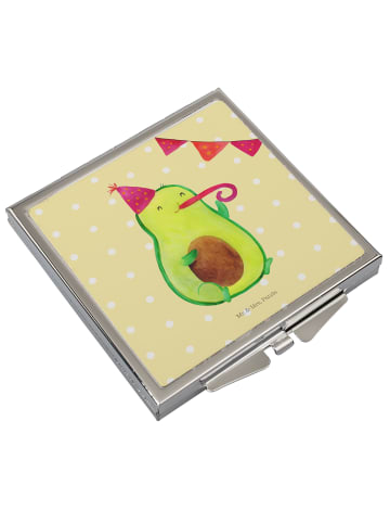 Mr. & Mrs. Panda Handtaschenspiegel quadratisch Avocado Geburtst... in Gelb Pastell