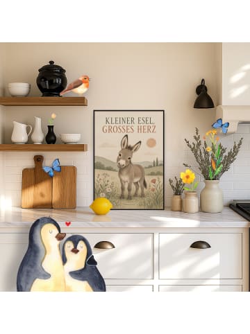 Mr. & Mrs. Panda Wandbild Esel skandinavisch Design mit Spruch in Weiß