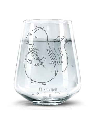 Mr. & Mrs. Panda Trinkglas Stinktier Blume ohne Spruch in Transparent