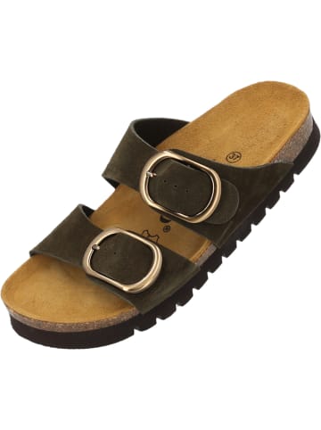 Palado Pantoletten Samos OGS MP Velours Premium Leather in Dunkeloliv