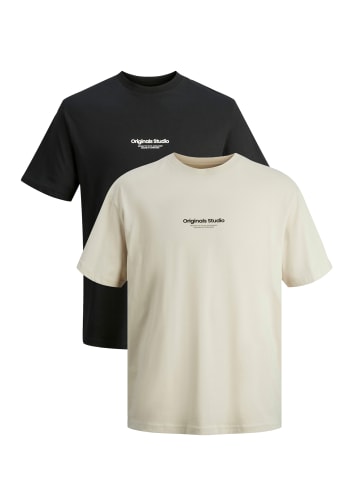 Jack & Jones T-Shirt Jorvesterbro in Moonbeam / schwarz