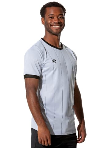 Stark Soul® Kurzarm Sportshirt Pinstripes in hellgrau-schwarz