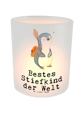 Mr. & Mrs. Panda Windlicht aus Glas Pinguin Bestes Stiefkind der... in Transparent
