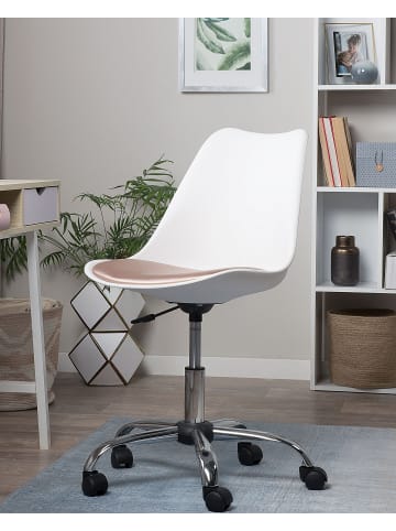 Beliani Bürostuhl DAKOTA in Weiß/Gold/Rosa - (W) 60 x (H) 79 x (L) 60 cm