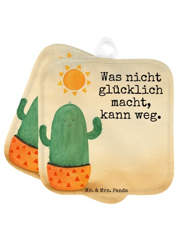 Mr. & Mrs. Panda Topflappen Kaktus Sonne Design mit Spruch in Weiß