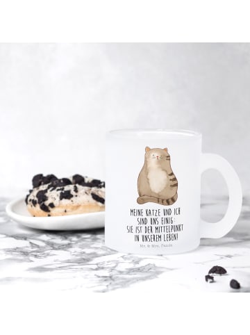 Mr. & Mrs. Panda Kaffeebecher Katze Sitzen mit Spruch in Transparent