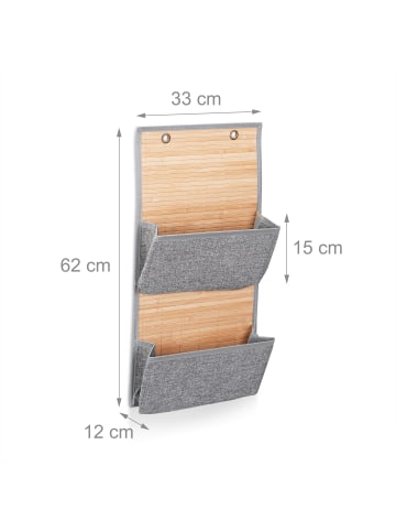 relaxdays 4 x Hängeaufbewahrung in Grau - (B)33 x (H)62 x (T)12 cm