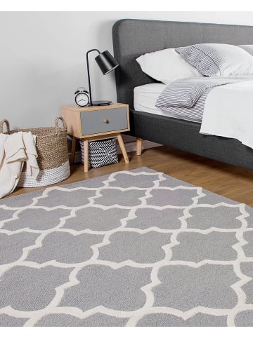 Beliani Kurzflor SILVAN in Grau/Weiß - (W) 160 x (H) 2 x (L) 230 cm