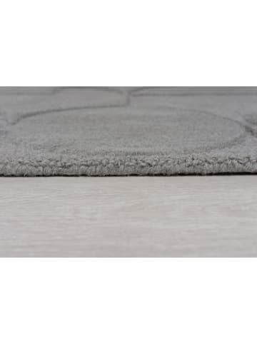 KADIMA DESIGN Wollteppich Kurzflor DEBEN Geometrisch Naturfaser Wohnzimmer in Grau