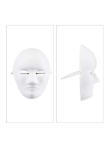 relaxdays 80x Maske Basteln in Weiß - (B)18,5 x (H)24 x (T)8 cm