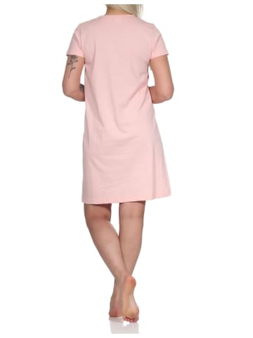 NORMANN Kurznachthemd Bigshirt Stern Applikation - 74714 in rosa