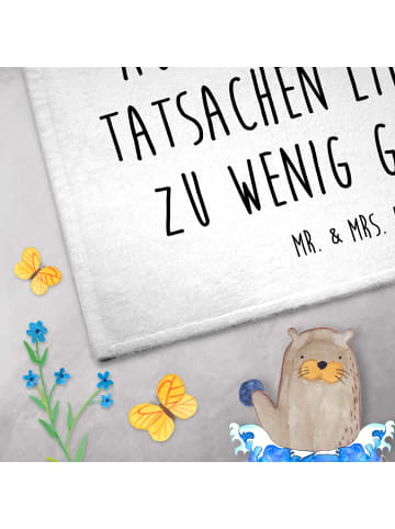 Mr. & Mrs. Panda Handtuch Einhorn Blümchentail mit Spruch in Weiß