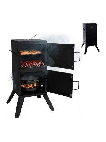 relaxdays Räucherofen in Schwarz - (B)57 x (H)108,5 x (T)56 cm