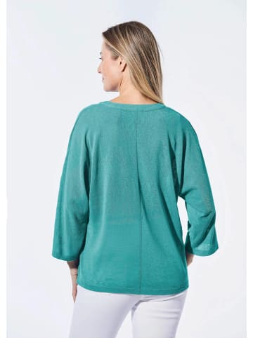 GOLDNER Kurzgröße:  Shirt in Leinenoptik in eukalyptus