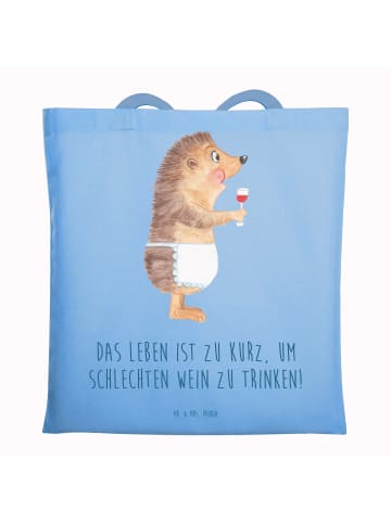 Mr. & Mrs. Panda Tragetasche Igel Wein mit Spruch in Sky Blue