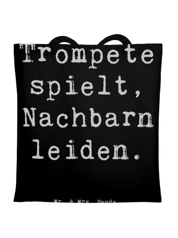 Mr. & Mrs. Panda Tragetasche Spruch Trompete Freude mit Spruch in Schwarz