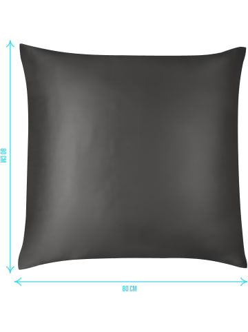 Aspero 2x Seiden Kissenbezüge 80x80 cm Enna in Anthrazit