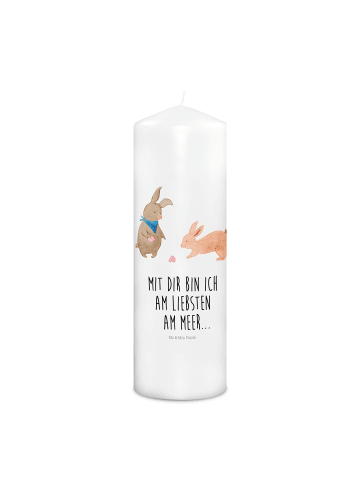Mr. & Mrs. Panda Kerze Hasen Muschel mit Spruch in Weiß