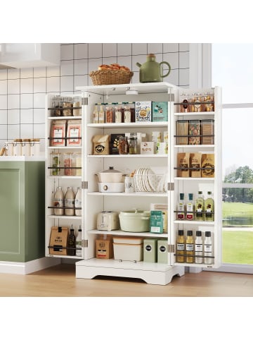 ABRIHOME Küchenschrank mit LED und 2 Türen & Verstellbare Böden in Weiß, 120x60x40 cm