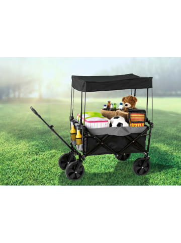 EASYmaxx Bollerwagen faltbar anthrazit/schwarz mit Dach  Schwarz