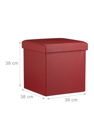 relaxdays Faltbarer Sitzhocker in Dunkelrot - (B)38 x (H)38 x (T)38 cm