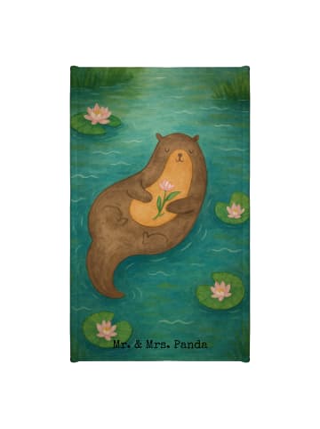 Mr. & Mrs. Panda Gästehandtuch Otter Seerose Design ohne Spruch in Weiß